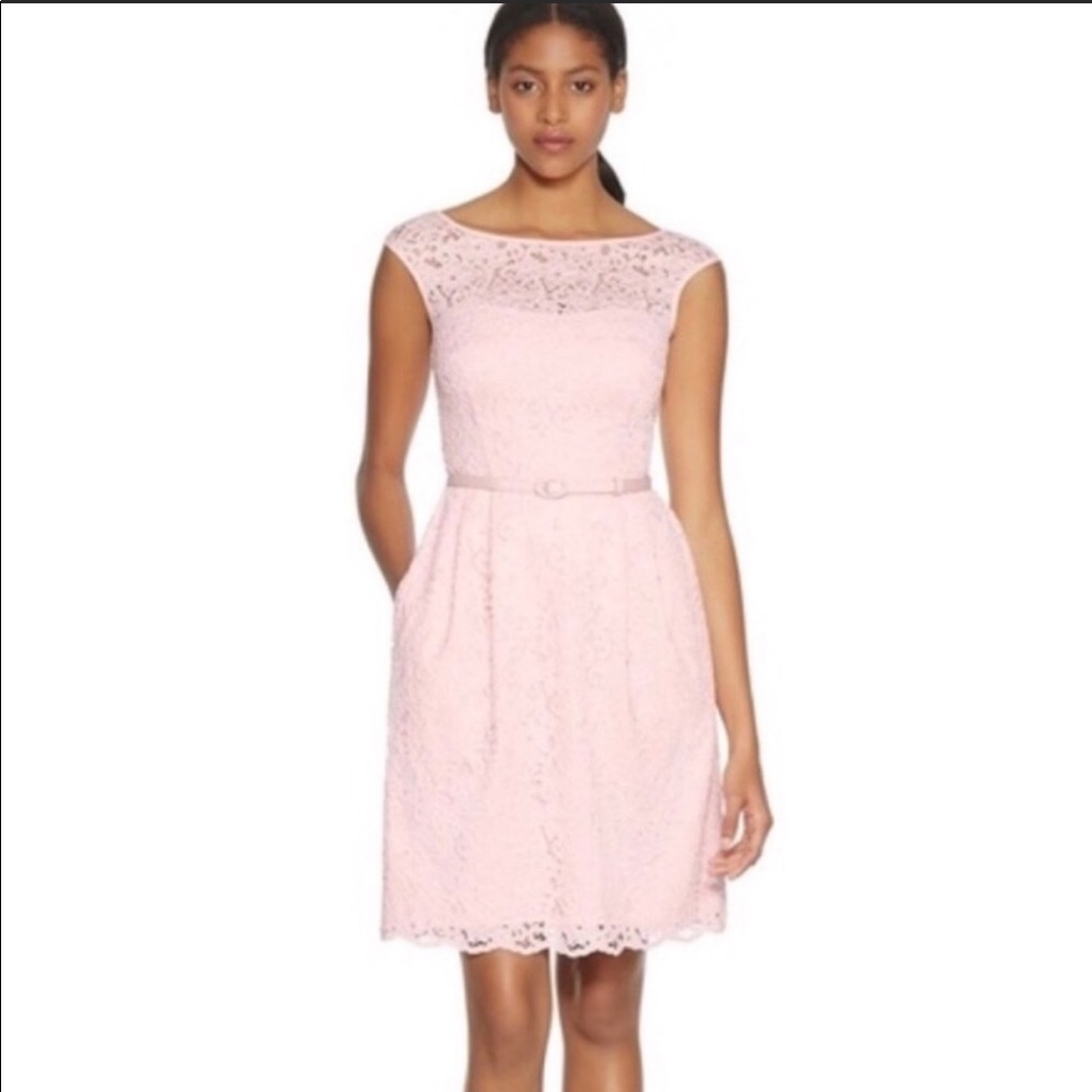 White House Black Market Lace Overlay Tulip Dress